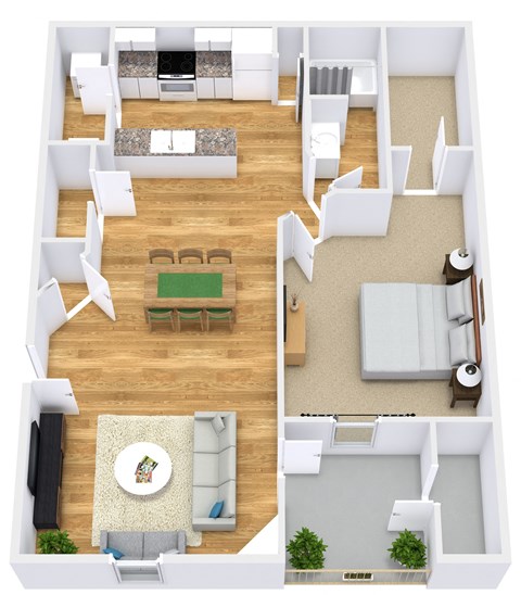 Floor plan for 1 bed, 1 bath, 900 sqft